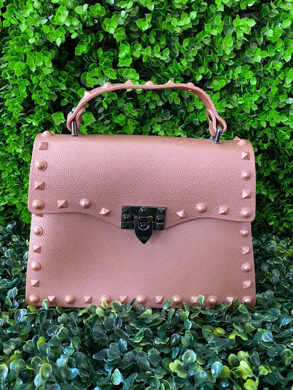 Blush Pink Studded Box Handbag
