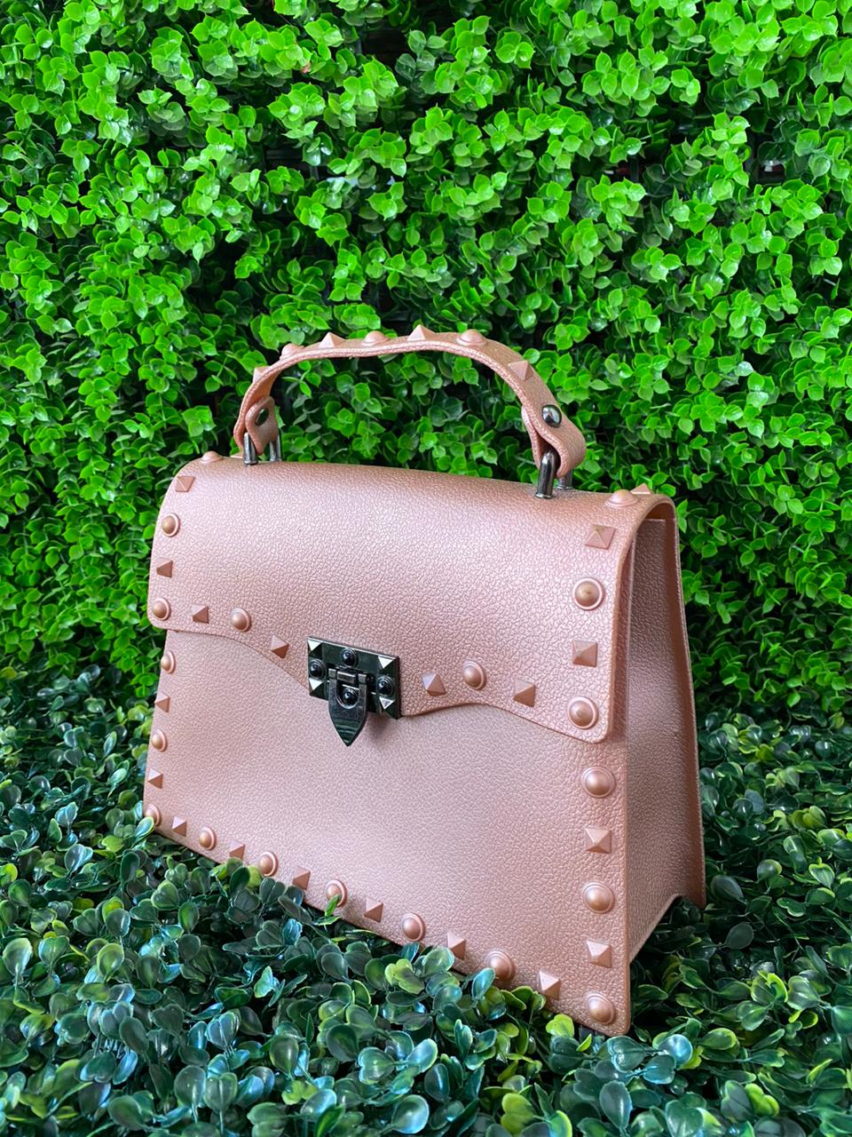 Blush Pink Studded Box Handbag
