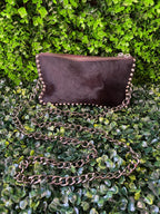Leather Studded Chain Shoulder Bag