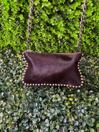 Leather Studded Chain Shoulder Bag