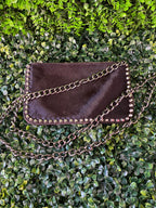 Leather Studded Chain Shoulder Bag