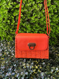 Bright Orange Woven Crossbody Bag