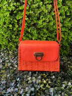 Bright Orange Woven Crossbody Bag