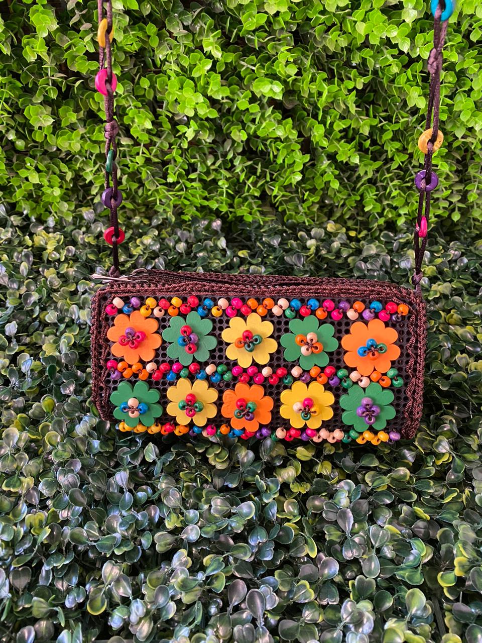 Colourful Floral Beaded Shoulder Bag