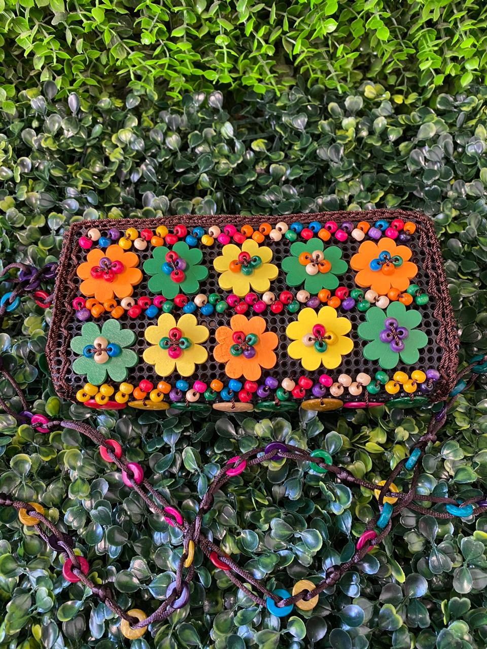 Colourful Floral Beaded Shoulder Bag