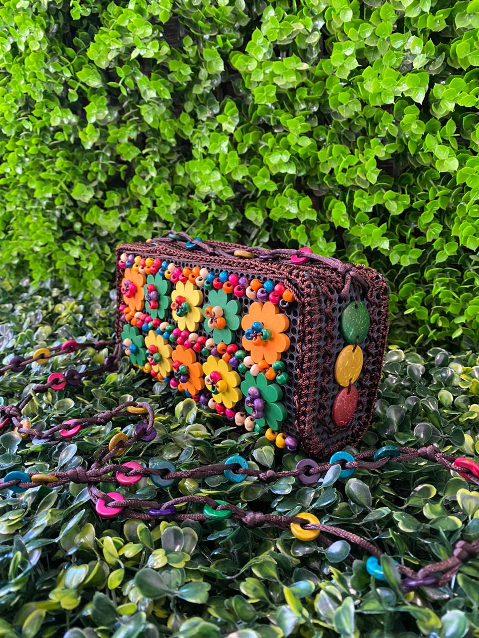 Colourful Floral Beaded Shoulder Bag