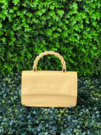Mustard Croc-Effect Mini Handbag