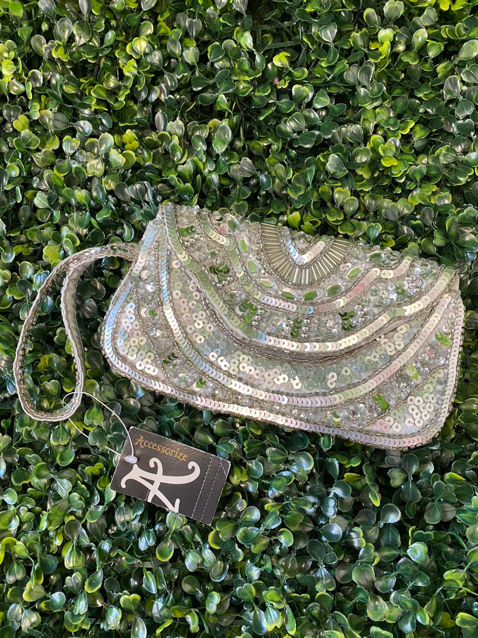 Accessorize Silver Sequin Embellished Clutch Bag