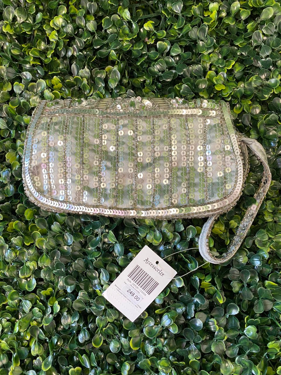 Accessorize Silver Sequin Embellished Clutch Bag