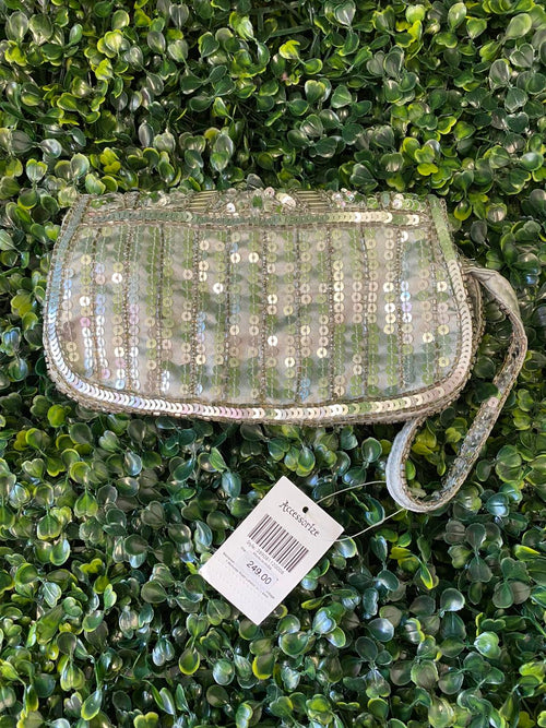Accessorize Silver Sequin Embellished Clutch Bag