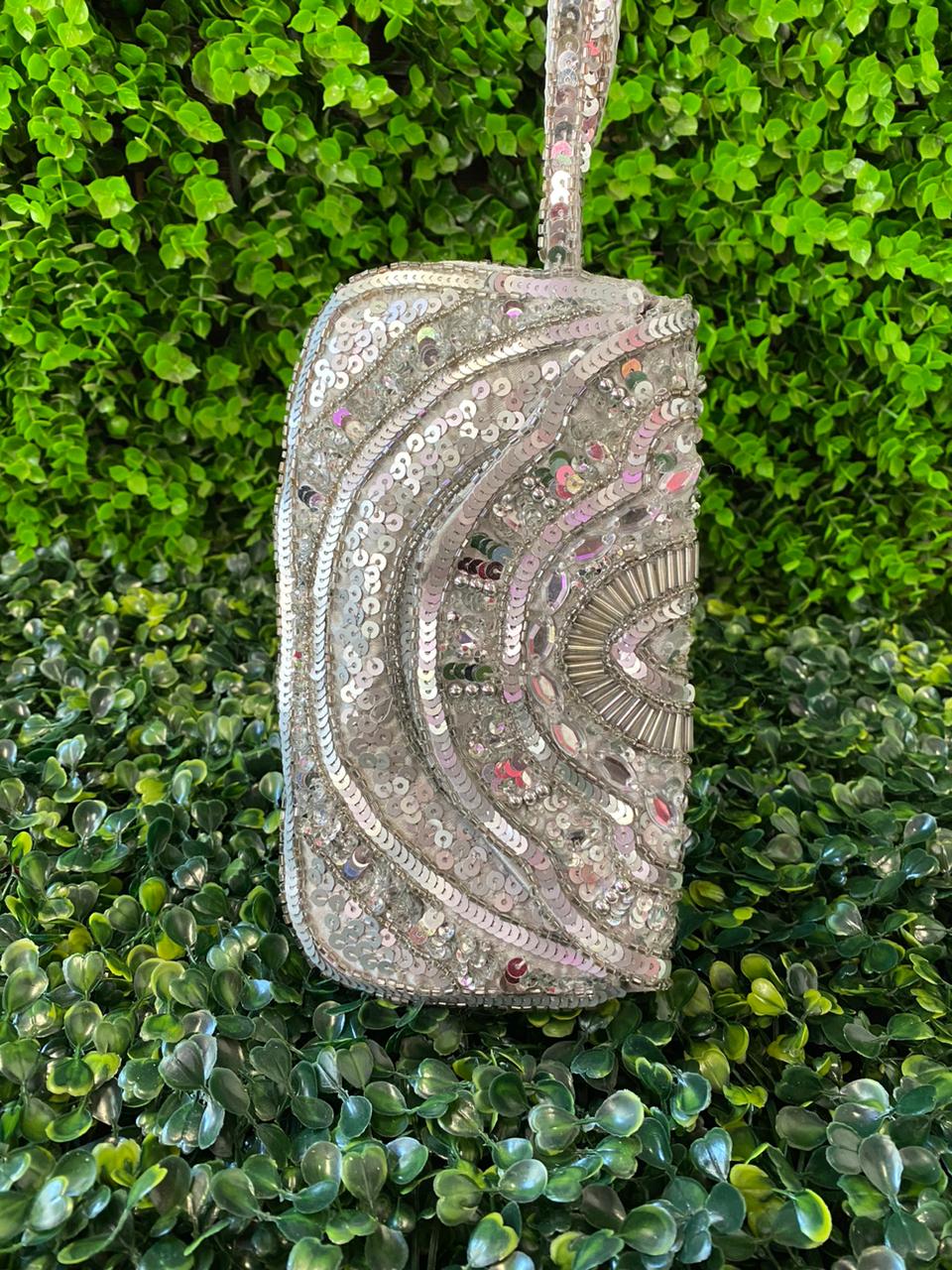 Accessorize Silver Sequin Embellished Clutch Bag