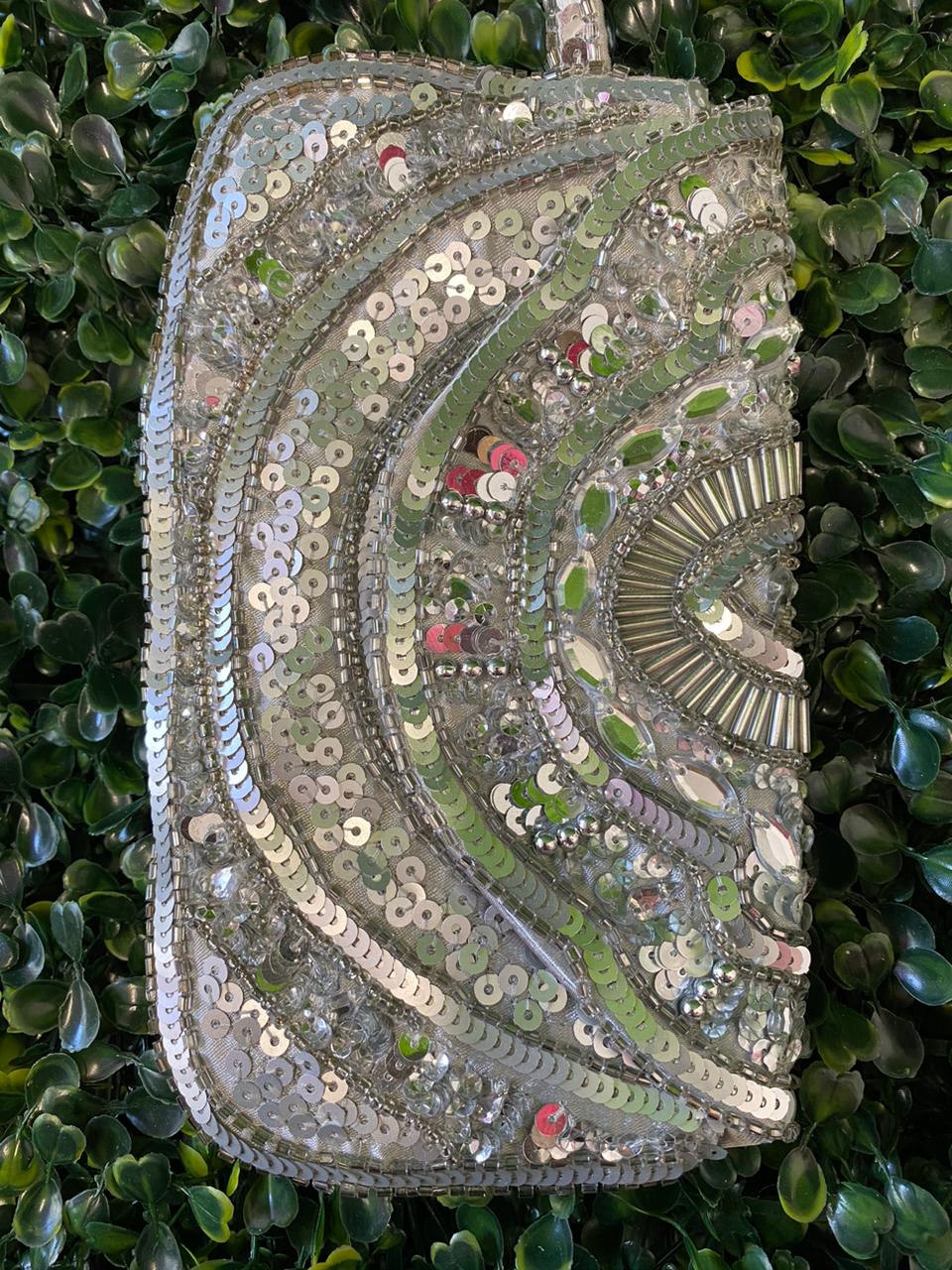 Accessorize Silver Sequin Embellished Clutch Bag