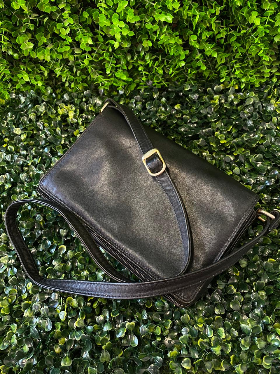 Classic Black Leather Crossbody Bag