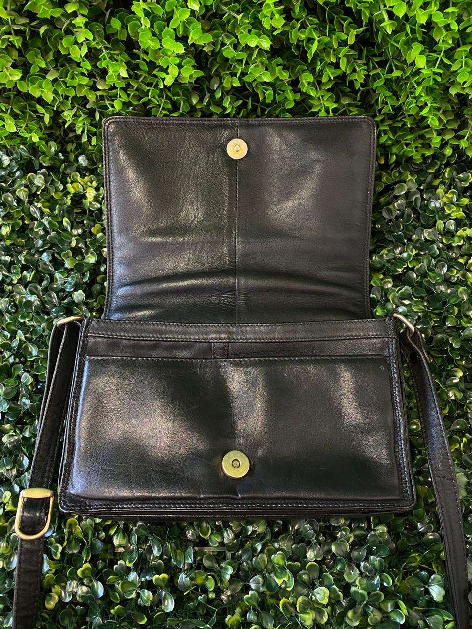 Classic Black Leather Crossbody Bag