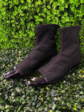 Zara Trafaluc Black Patent-Toe Ankle Boots