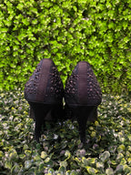 Black Embellished Peep-Toe Heels