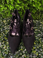 Black Strappy Pointed Heels