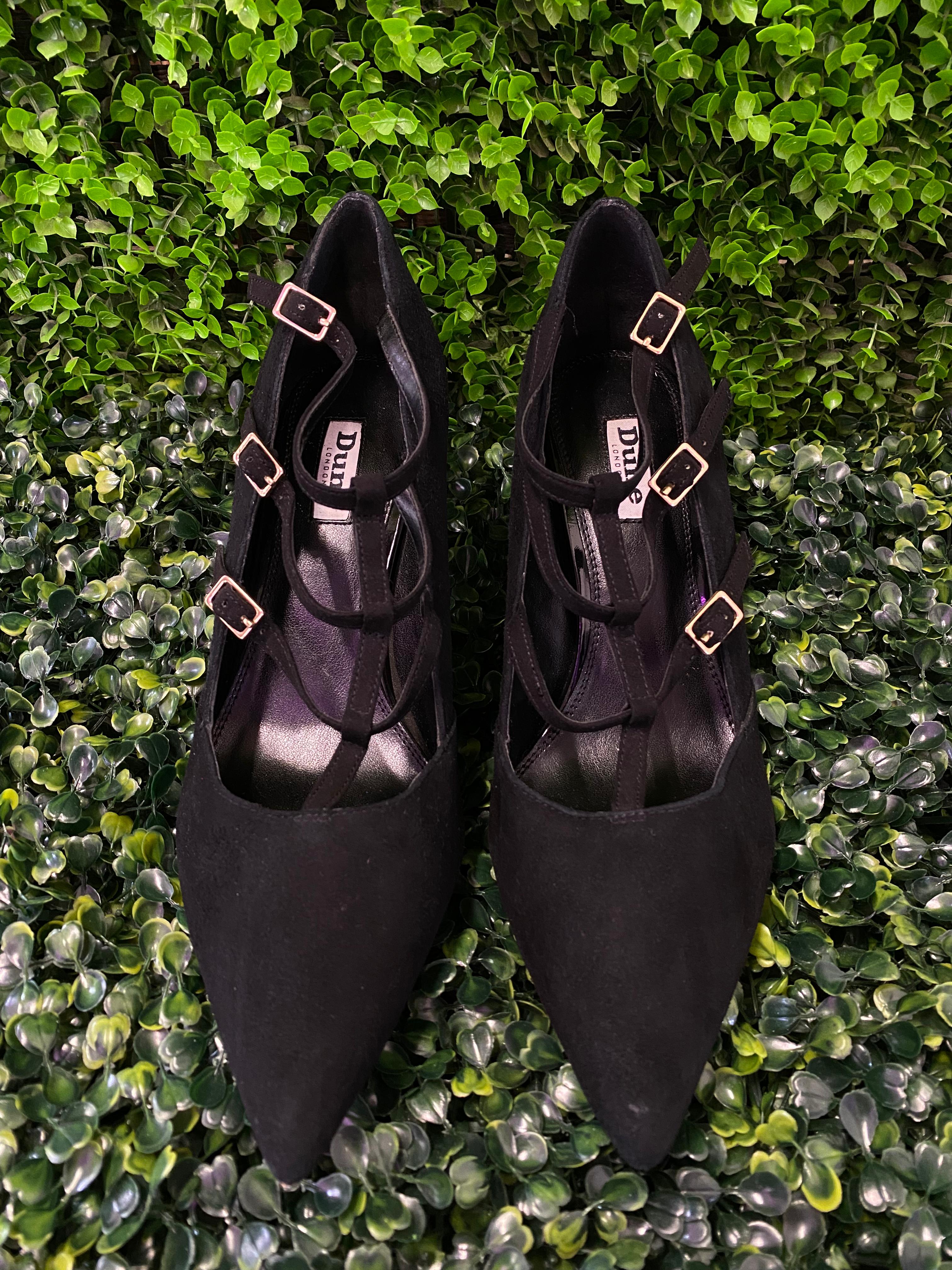 Black Strappy Pointed Heels