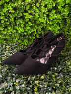 Black Strappy Pointed Heels
