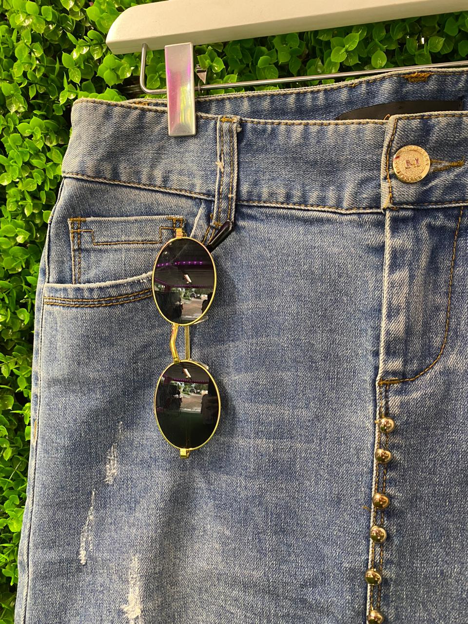 G-X-S Fantasy Studded Denim Midi Skirt