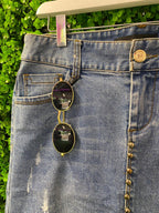 G-X-S Fantasy Studded Denim Midi Skirt