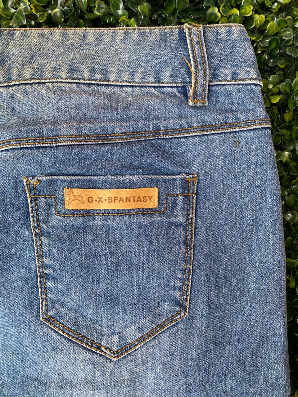 G-X-S Fantasy Studded Denim Midi Skirt