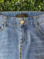G-X-S Fantasy Studded Denim Midi Skirt