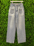 Light-Wash Wide-Leg Jeans