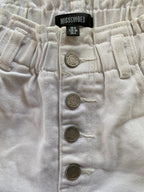 White Paperbag-Waist Denim Shorts
