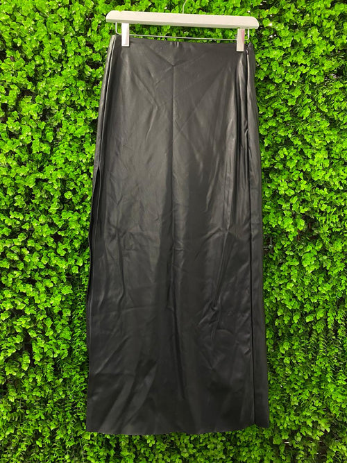 H&M Black Faux Leather Maxi Skirt
