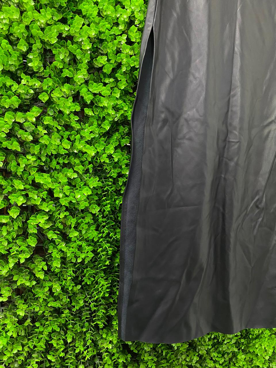 H&M Black Faux Leather Maxi Skirt
