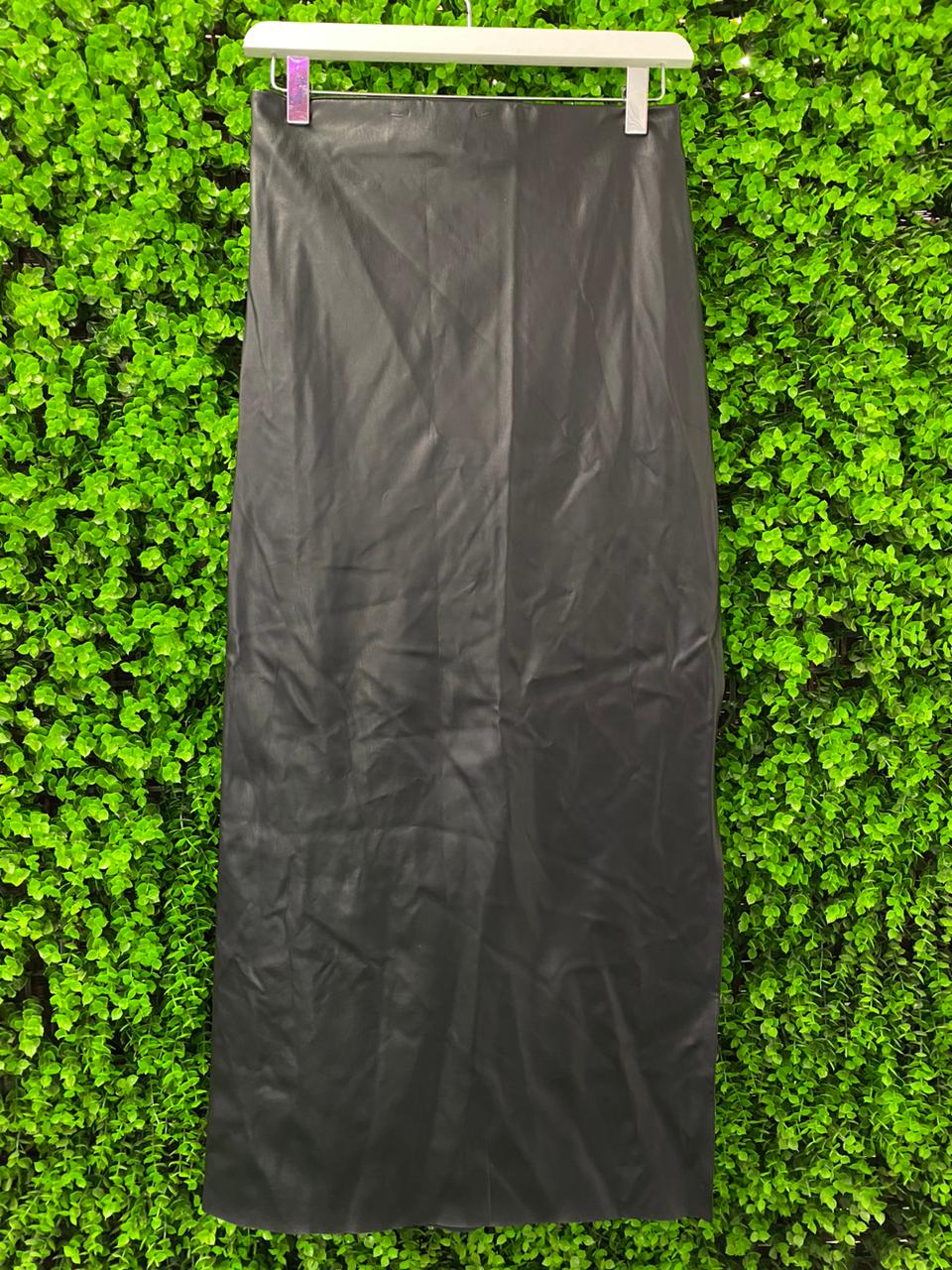 H&M Black Faux Leather Maxi Skirt