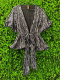 Amber Zebra Print Metallic Wrap Top
