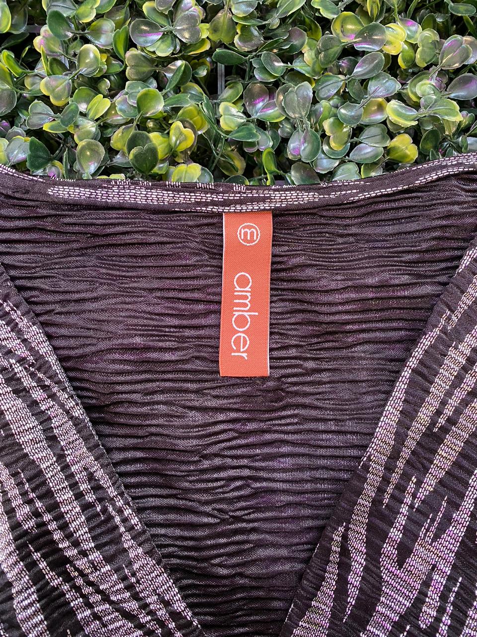 Amber Zebra Print Metallic Wrap Top