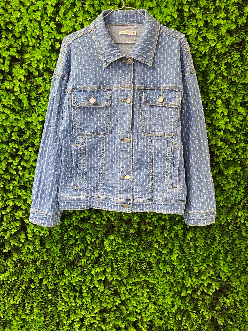 Cherry Koko Textured Denim Jacket