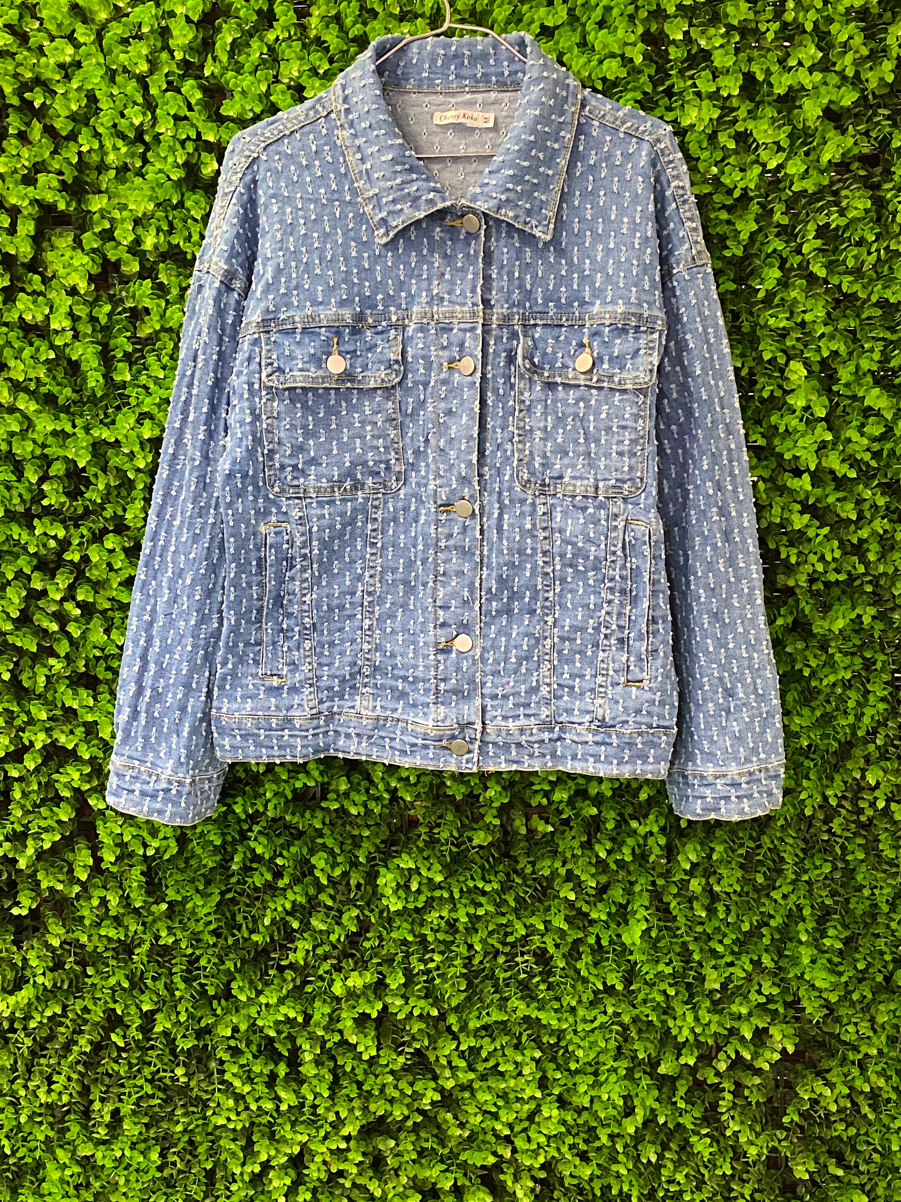 Cherry Koko Textured Denim Jacket