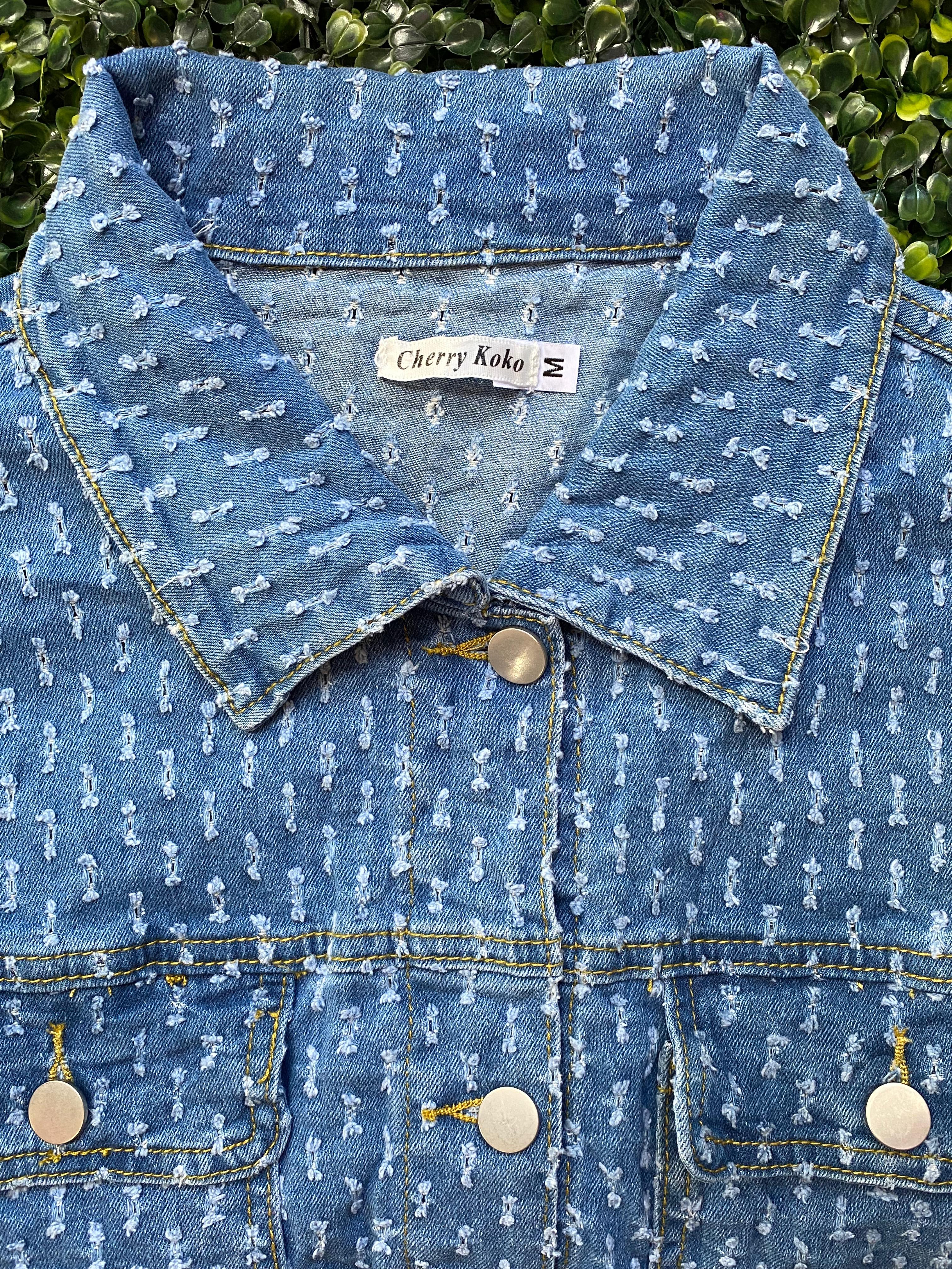 Cherry Koko Textured Denim Jacket