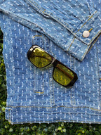 Cherry Koko Textured Denim Jacket