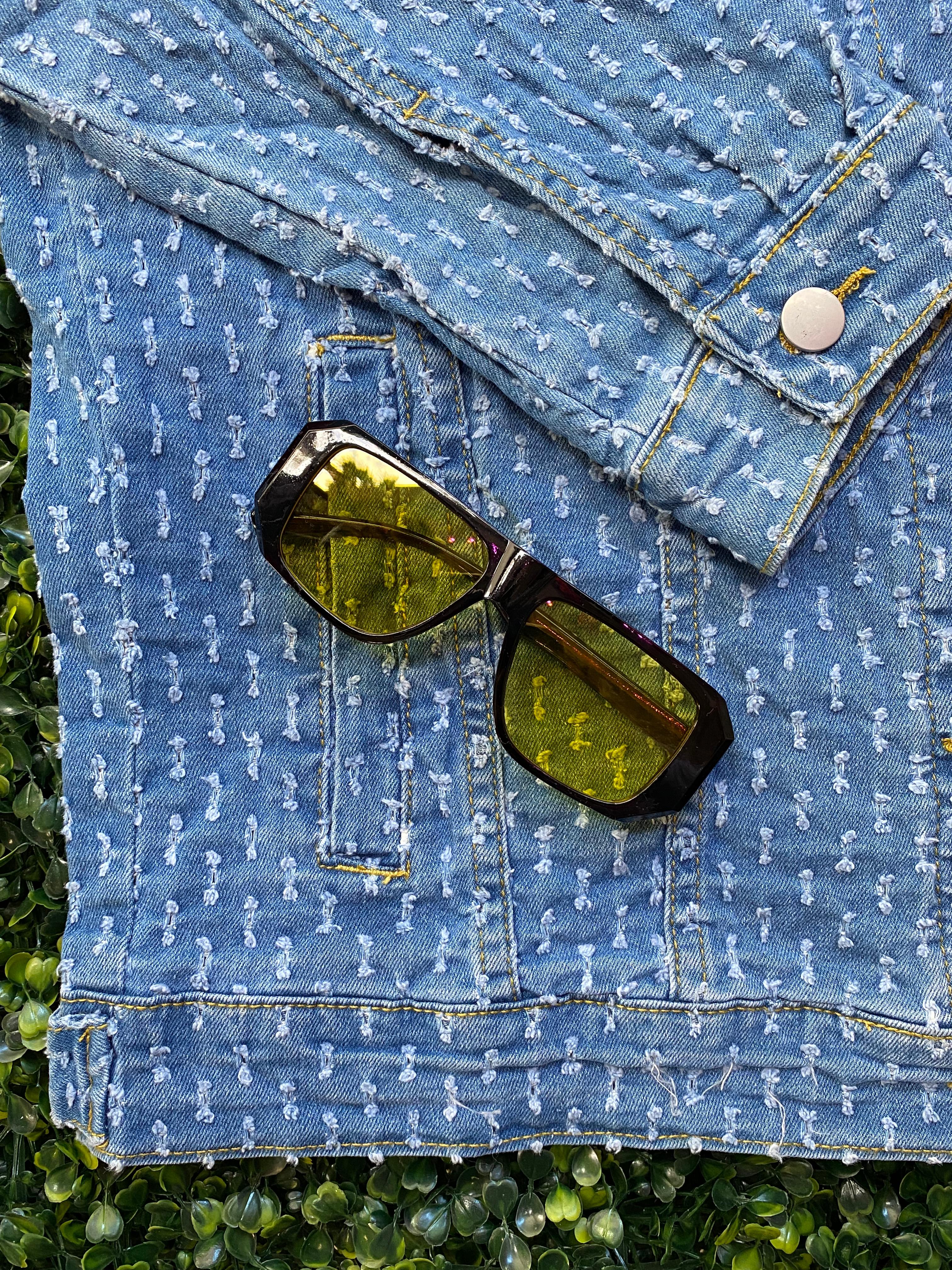 Cherry Koko Textured Denim Jacket