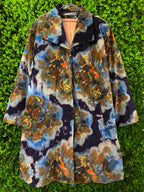 Abstract Floral Longline Coat