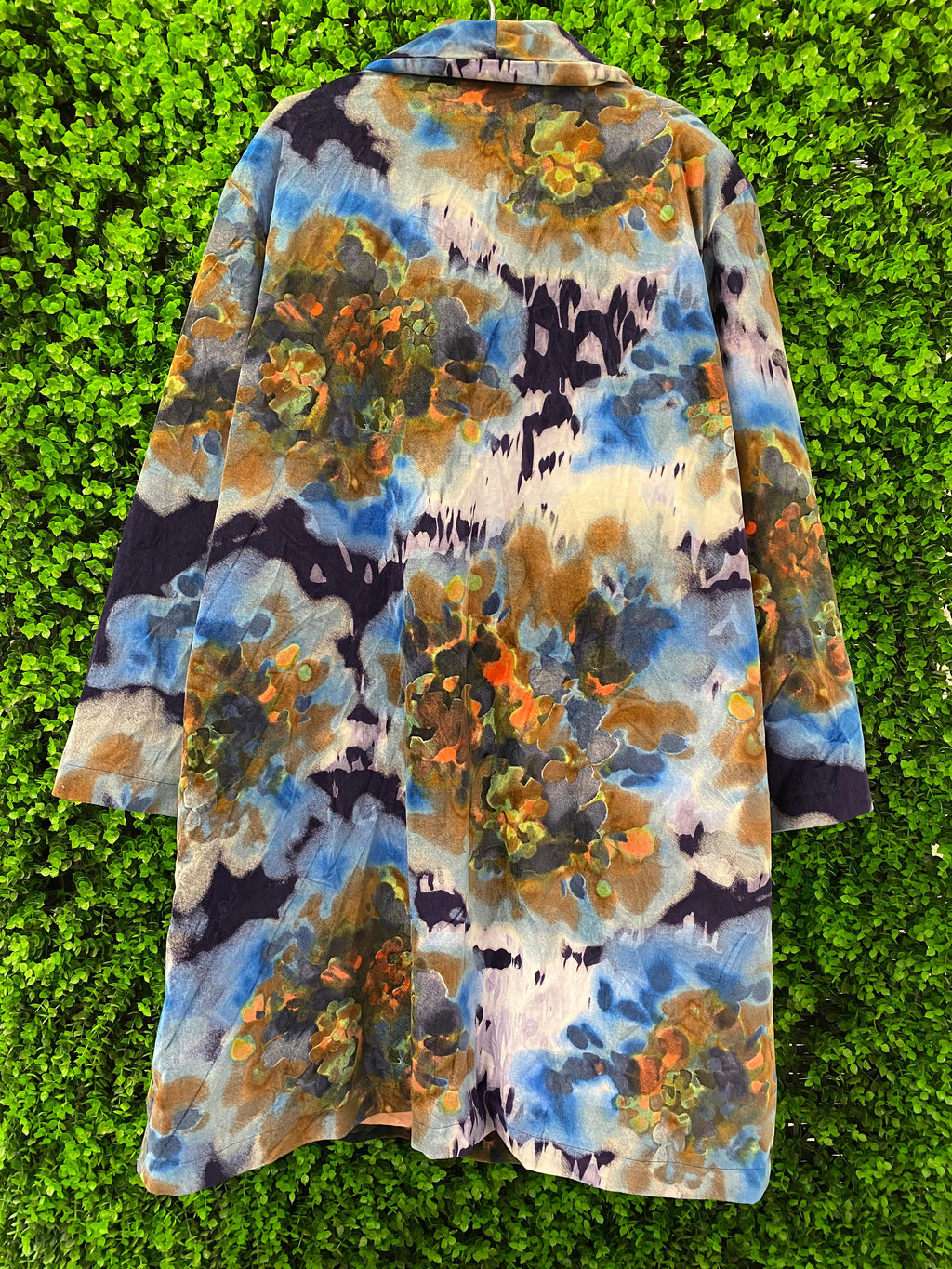 Abstract Floral Longline Coat