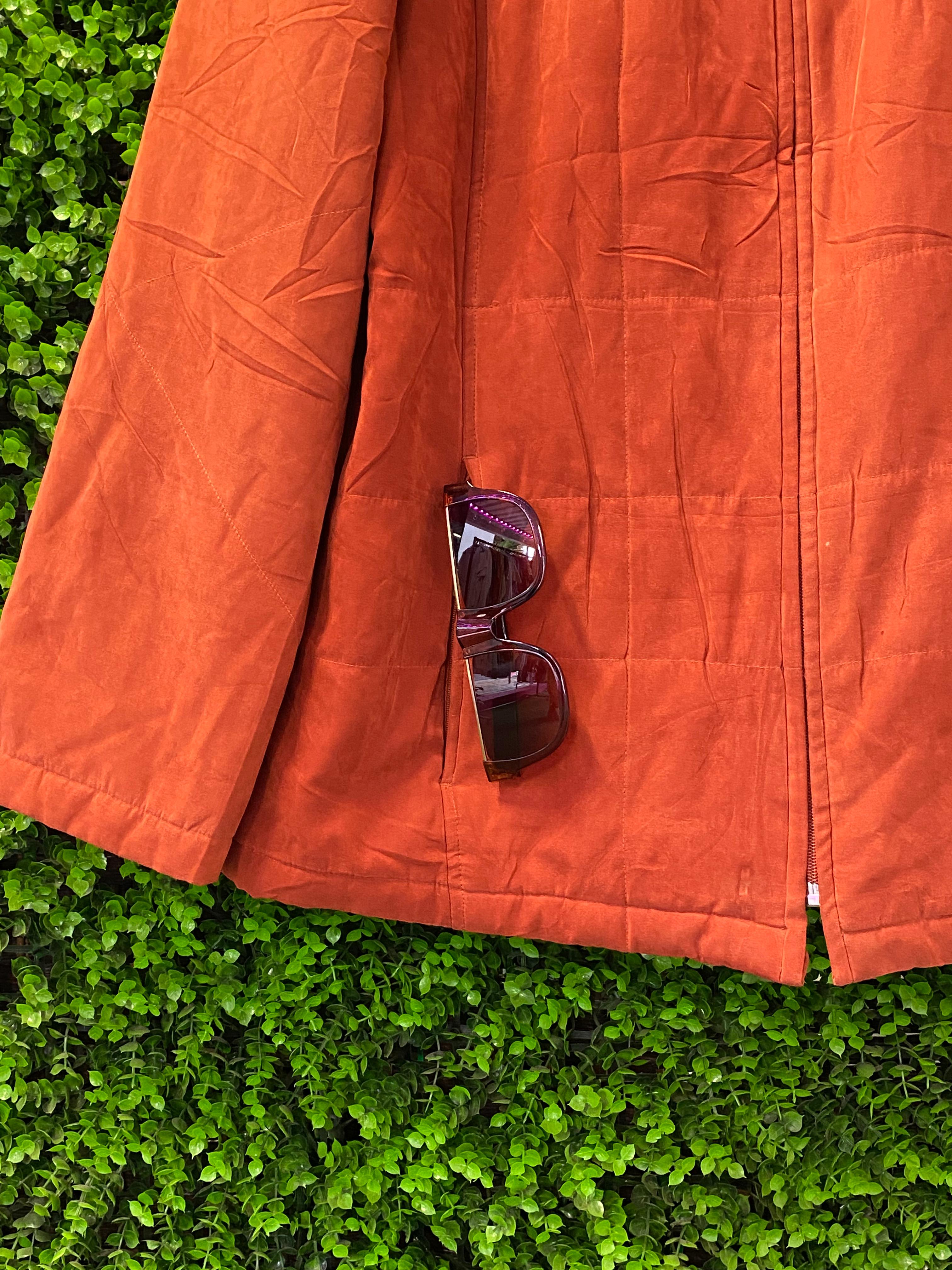 Burnt Orange Zip-Front Jacket with Pockets