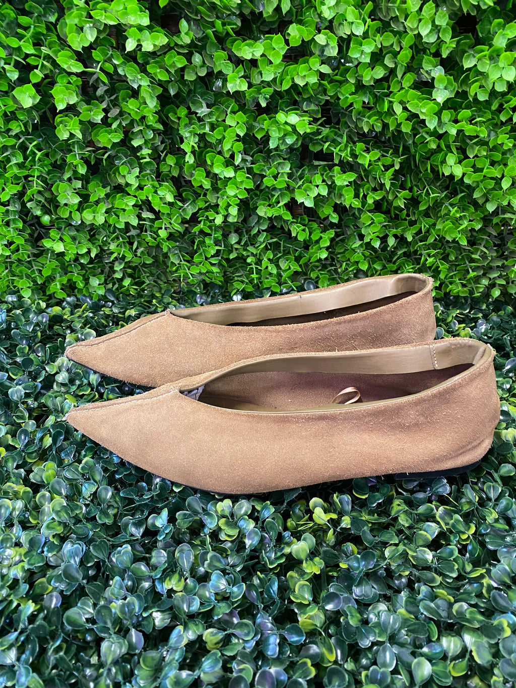 Zara Taupe Suede Pointed Flats