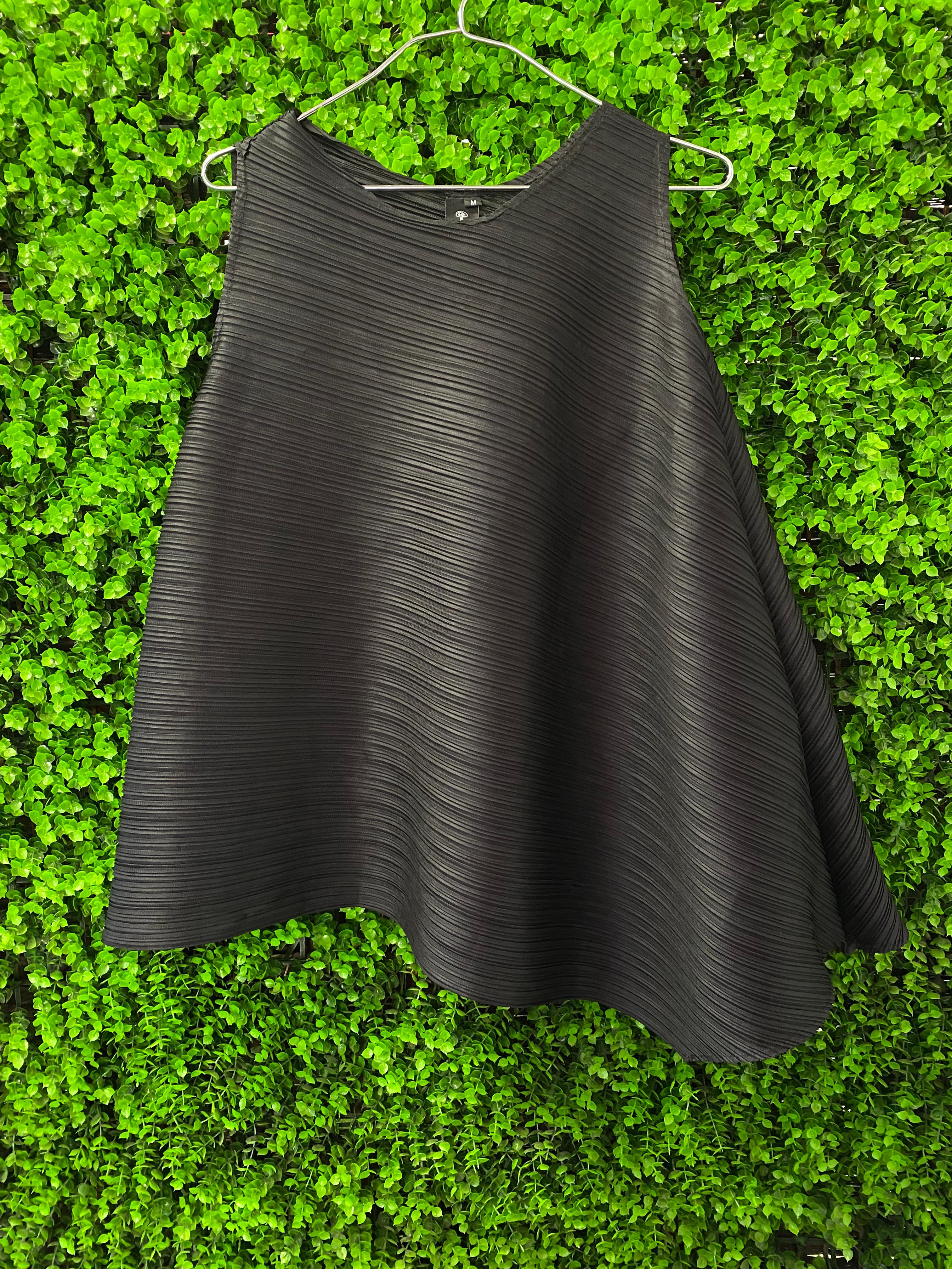 Miss MoneyPenny Black Pleated Asymmetrical Top