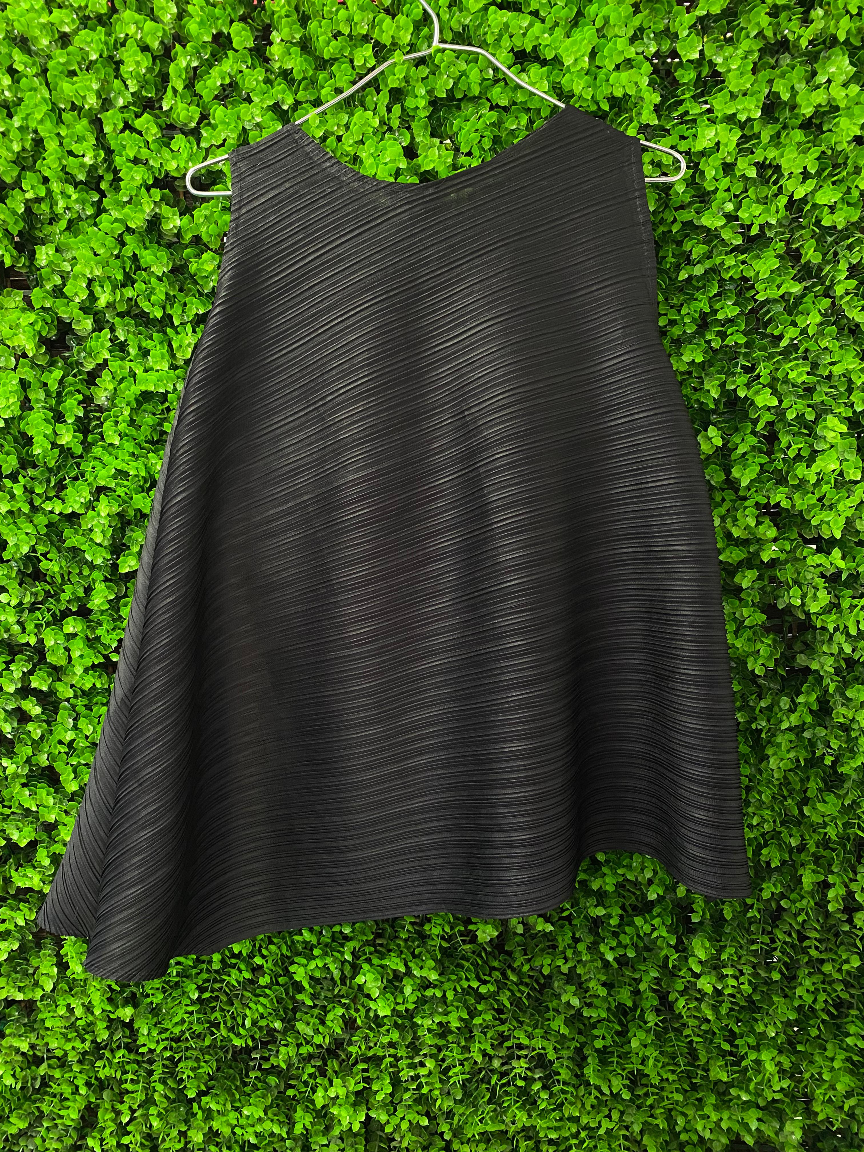Miss MoneyPenny Black Pleated Asymmetrical Top