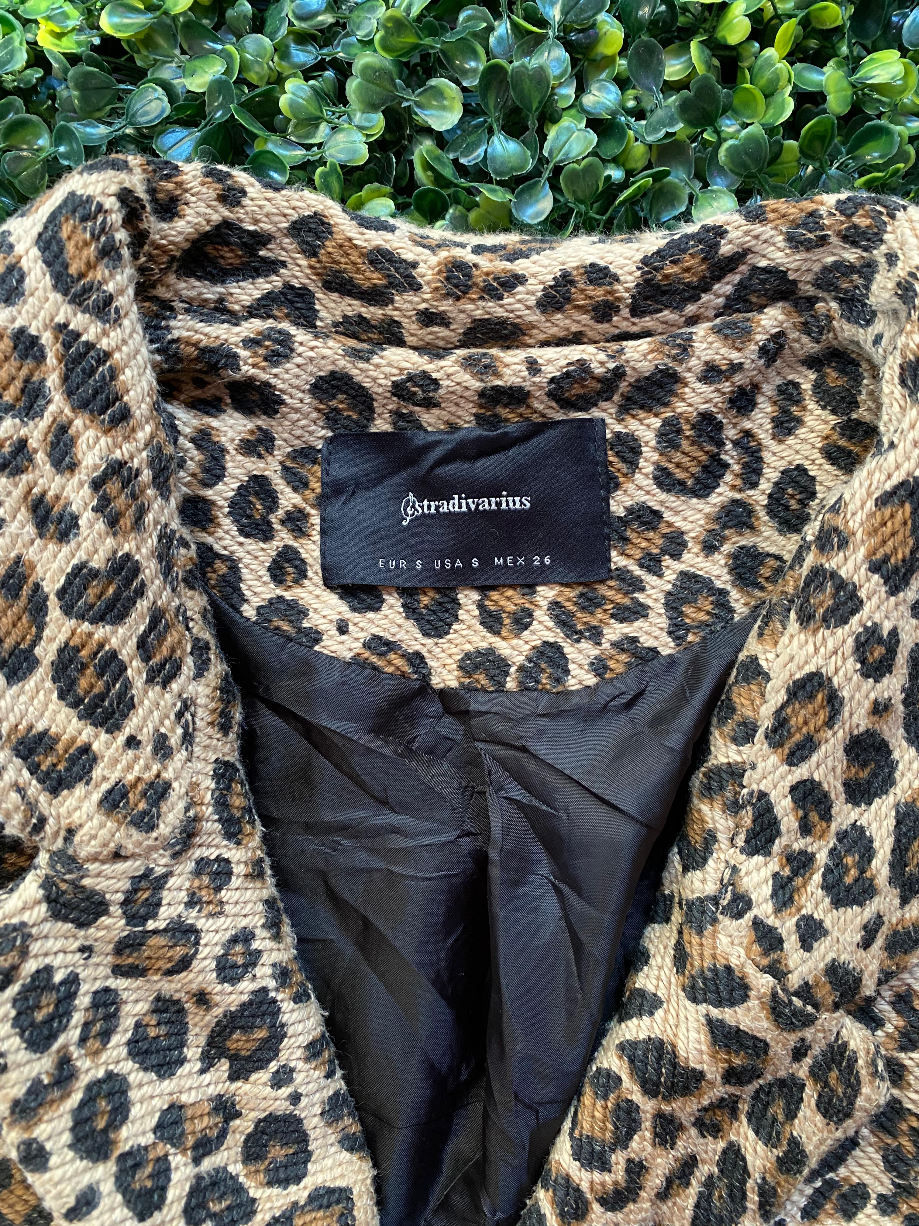 Stradivarius Leopard-Print Longline Coat