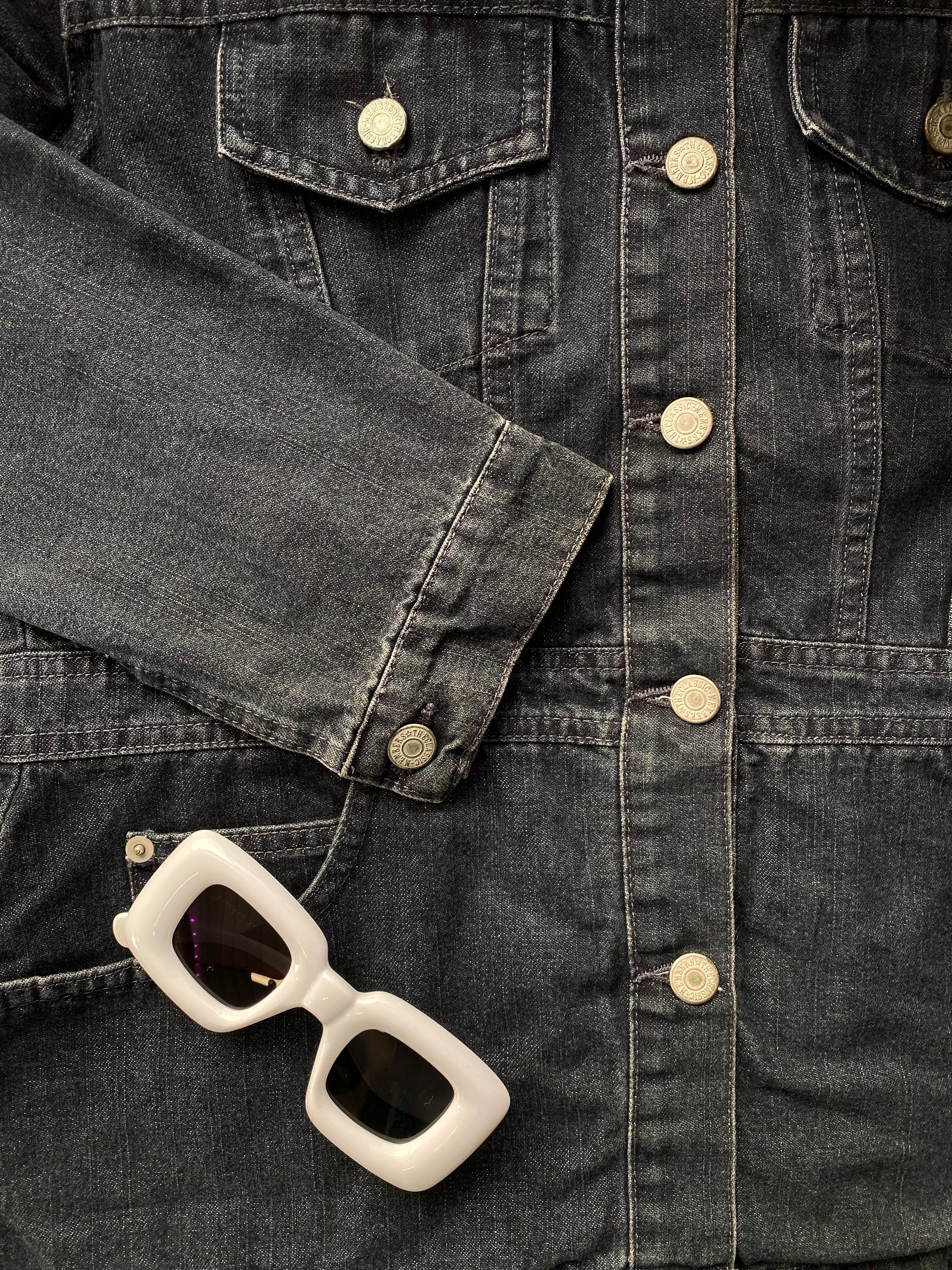 Feu Vert Washed Black Denim Utility Jacket