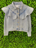 Giorgia Ruffled Light-Wash Denim Jacket