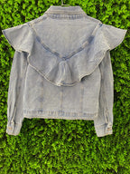 Giorgia Ruffled Light-Wash Denim Jacket