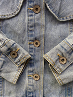 Giorgia Ruffled Light-Wash Denim Jacket